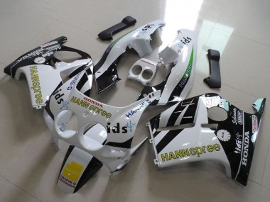 1988-1989 Honda CBR250RR MC19 Motorcycle Fairings - White Yellow Glossy Black Hannspree Australia for Sale