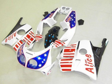 1990-1998 Honda CBR250RR MC22 Motorcycle Fairings - White Red Blue Star Alice Australia for Sale