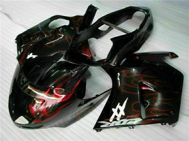 1996-2007 Honda CBR1100XX Blackbird Abs Motorcycle Fairing - Glossy Black Red Flame Australia for Sale