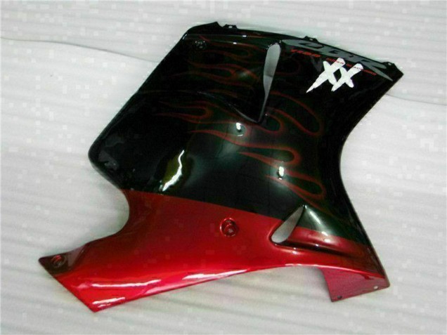 1996-2007 Honda CBR1100XX Blackbird Abs Motorcycle Fairing - Glossy Black Red Flame Australia for Sale