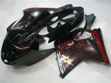 1996-2007 Honda CBR1100XX Blackbird Abs Motorcycle Fairings - Glossy Black Red Flame Australia for Sale