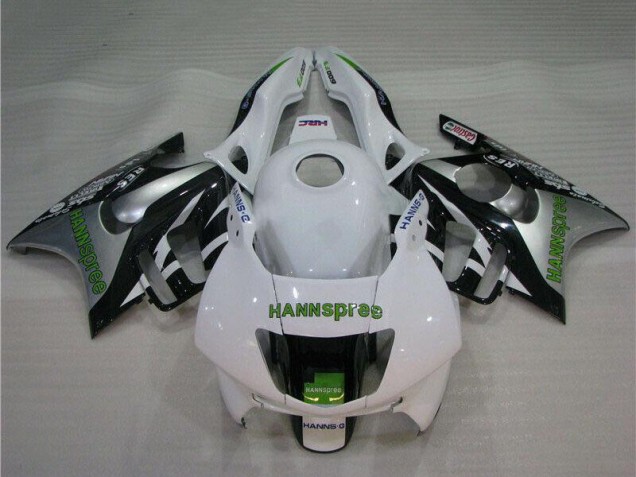 1995-1996 Honda CBR600 F3 Motorcycle Fairings - White Silver Green Hannspree Australia for Sale
