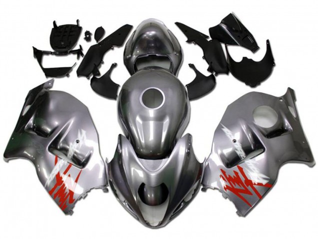 1996-2007 Suzuki GSXR 1300 Hayabusa Motorcycle Fairings - Silver with Red White Decal Australia for Sale