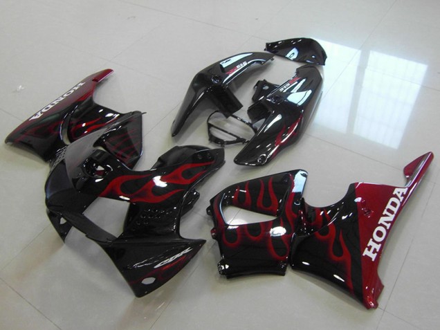 1998-1999 Honda CBR900RR 919 Motorcycle Fairings - Glossy Black Red Flame Australia for Sale