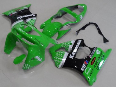1998-1999 Kawasaki ZX6R Motorcycle Fairings - Green White Silver Glossy Black Australia for Sale