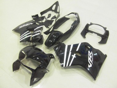 1998-2001 Honda VFR 800 Motorcycle Fairings - Glossy Black White Stripe Australia for Sale
