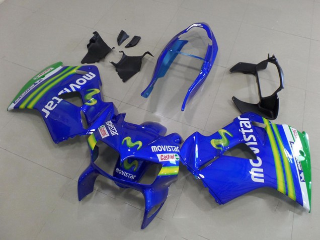 1998-2001 Honda VFR 800 Motorcycle Fairings - Blue Green White MoviStar Australia for Sale