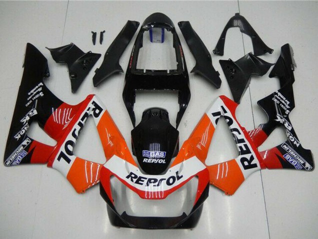 2000-2001 Honda CBR900RR 929RR Motorcycle Fairings - Orange White Red Glossy Black Repsol Australia for Sale
