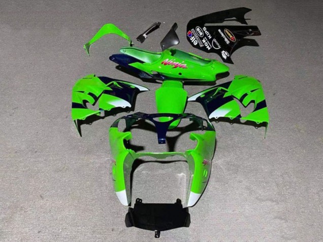 2000-2001 Kawasaki ZX9R Motorcycle Fairing - Green White Glossy Black Australia for Sale