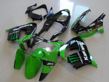 2000-2001 Kawasaki ZX9R Motorcycle Fairings - Glossy Black Green Monster Australia for Sale