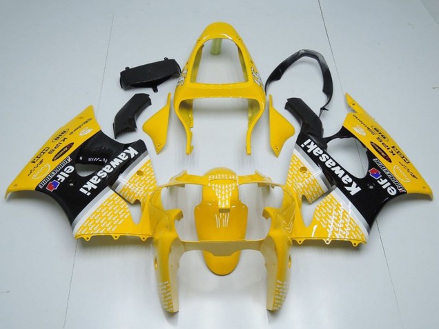 2000-2002 Kawasaki ZX6R Motorcycle Fairings - Yellow White Black Elf Bridgestone Australia for Sale