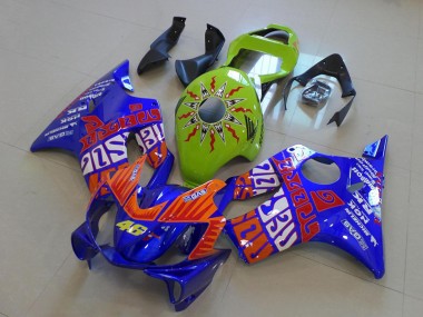 2001-2003 Honda CBR600 F4i Motorcycle Fairings - Yellow Blue Orange Rossi 46 Australia for Sale