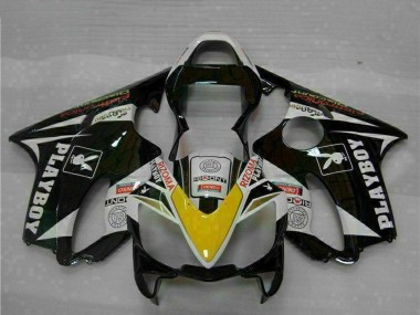 2001-2003 Honda CBR600 F4i Motorcycle Fairings - White Yellow Glossy Black Playboy Australia for Sale