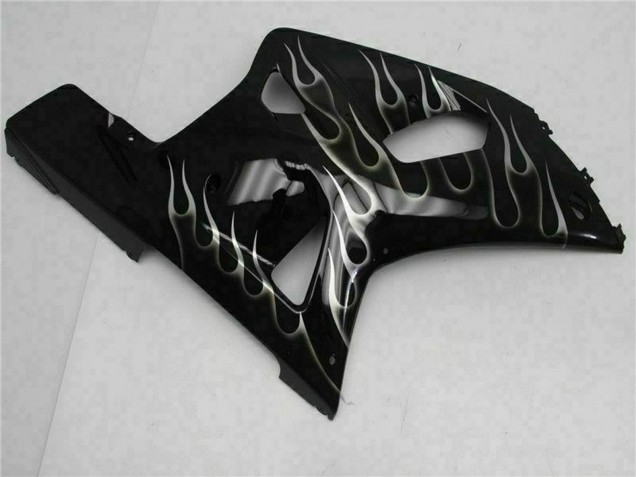 2001-2003 Suzuki GSXR 600/750 Motorcycle Fairings - Glossy Black Silver Flame Australia for Sale