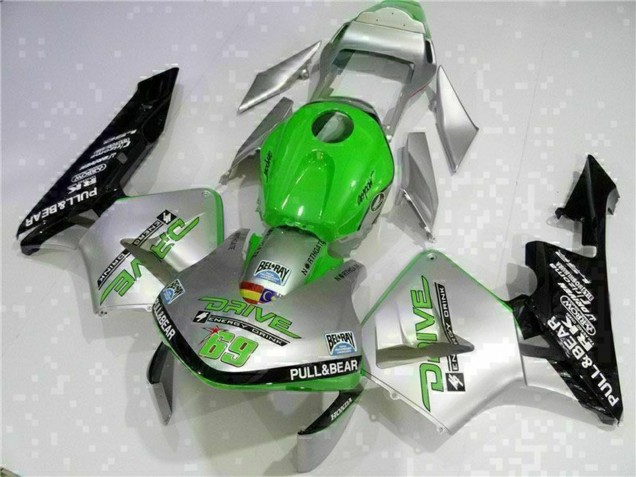 2003-2004 Honda CBR600RR Motorcycle Fairing - Silver Green Glossy Black Australia for Sale