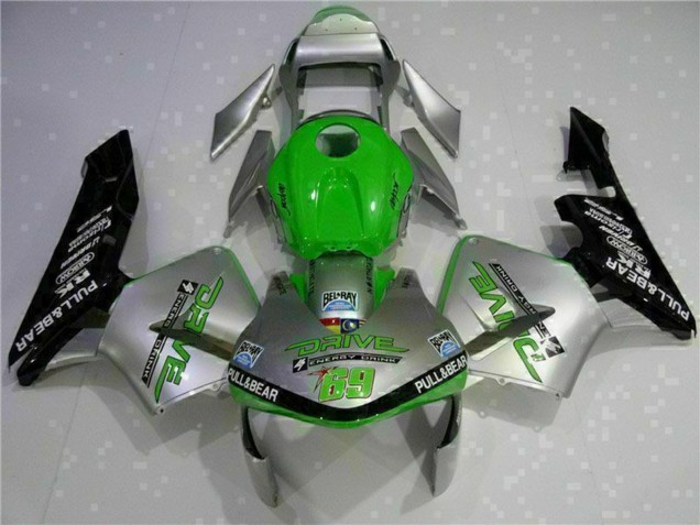 2003-2004 Honda CBR600RR Motorcycle Fairing - Silver Green Glossy Black Australia for Sale