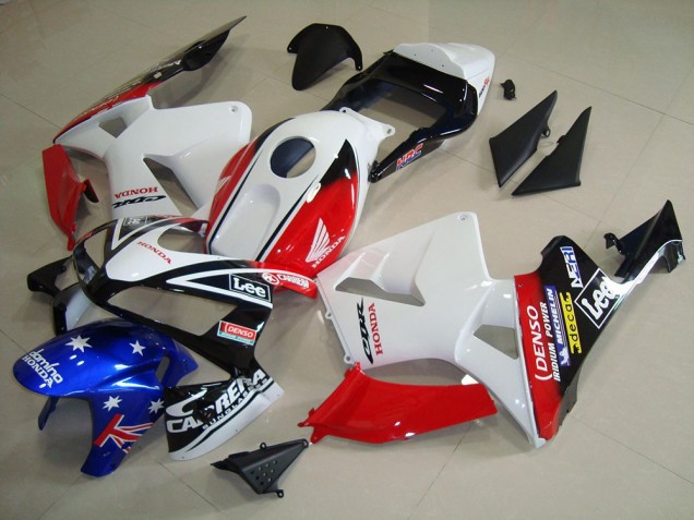 2003-2004 Honda CBR600RR Motorcycle Fairings - White Red Blue Glossy Black Star Lee Australia for Sale