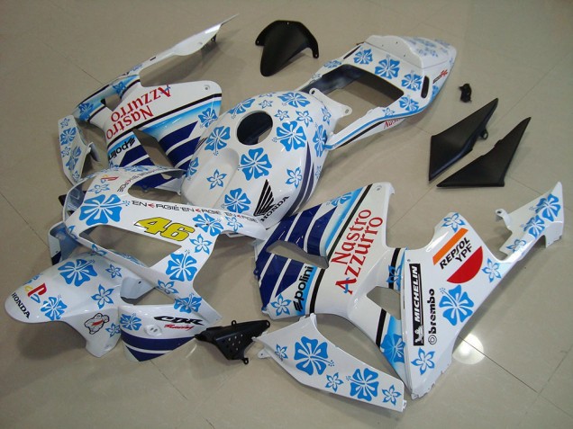 2003-2004 Honda CBR600RR Motorcycle Fairings - White Blue Red Nastro Azzurro Australia for Sale