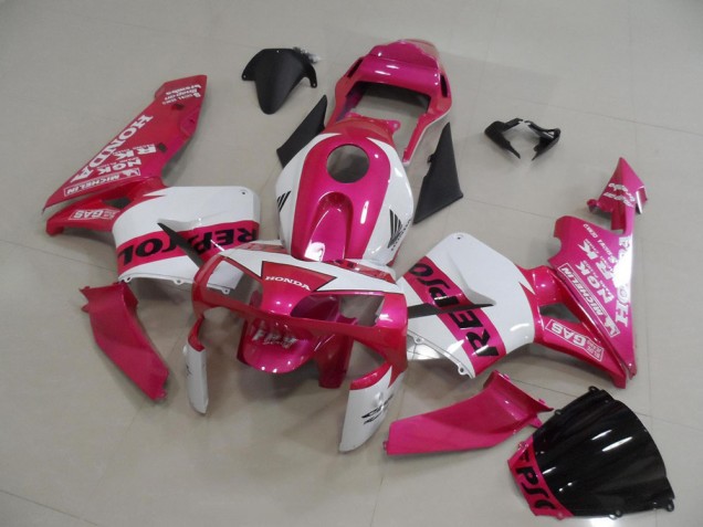 2003-2004 Honda CBR600RR Motorcycle Fairings - White Pink Black Repsol Australia for Sale
