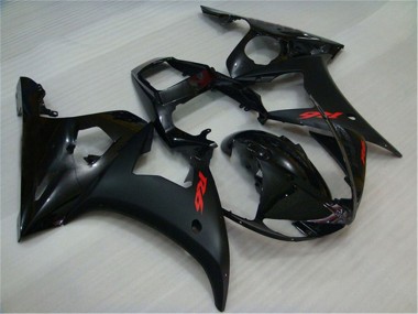 2003-2004 Yamaha YZF R6 Motorcycle Fairings - Glossy Black Matte Black Red Decals Australia for Sale