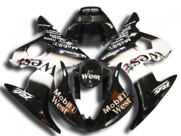 2003-2004 Yamaha YZF R6 Motorcycle Fairings - Glossy Black White Mobil West Michelin Australia for Sale