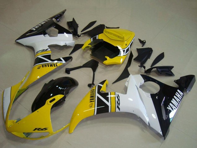 2003-2004 Yamaha YZF R6 Motorcycle Fairings - Yellow White Glossy Black Anniversary Australia for Sale