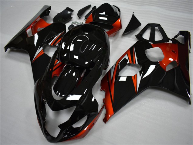 2004-2005 Suzuki GSXR 600/750 Motorcycle Fairings - Glossy Black Red Stripe Australia for Sale