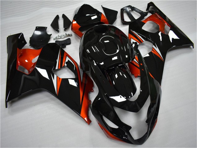 2004-2005 Suzuki GSXR 600/750 Motorcycle Fairings - Glossy Black Red Stripe Australia for Sale