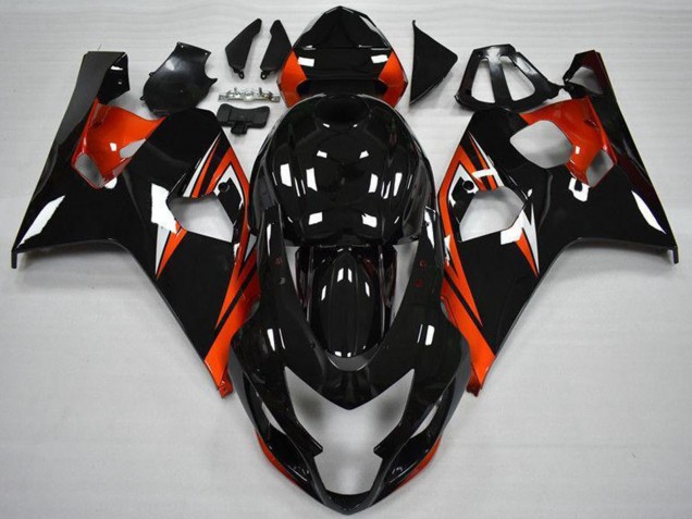 2004-2005 Suzuki GSXR 600/750 Motorcycle Fairings - Glossy Black Red Stripe Australia for Sale