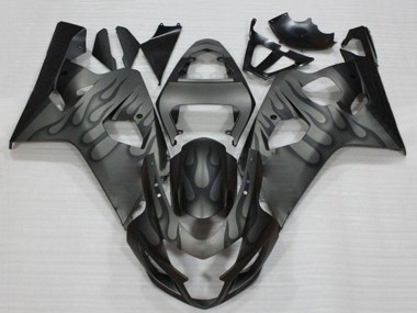 2004-2005 Suzuki GSXR 600/750 Motorcycle Fairings - Grey Black Flame Australia for Sale
