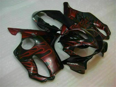 2004-2007 Honda CBR600 F4i Motorcycle Fairings - Glossy Black Red Flame Australia for Sale