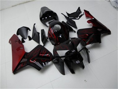 2005-2006 Honda CBR600RR Motorcycle Fairing Kits - Glossy Black Red Flame Australia for Sale