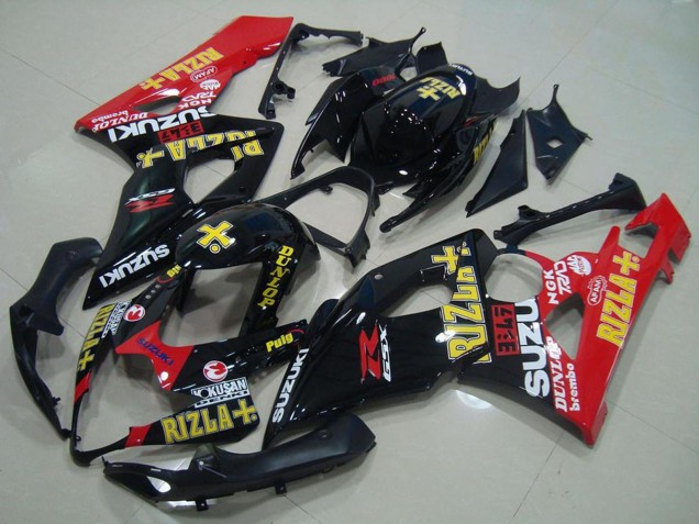 2005-2006 Suzuki GSXR 1000 Motorcycle Fairings - Glossy Black Red Gold Rizla Australia for Sale