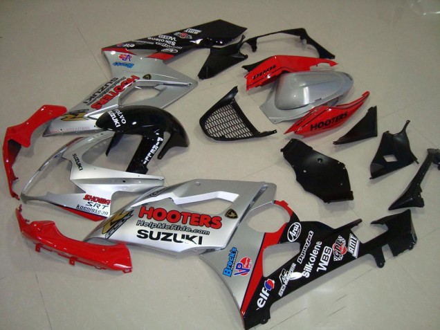 2005-2006 Suzuki GSXR 1000 Motorcycle Fairings - Silver Red Black Hooters Australia for Sale