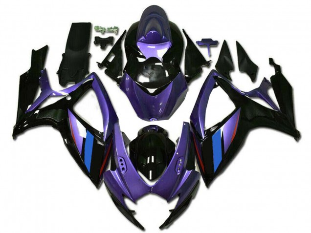 2006-2007 Suzuki GSXR 600/750 Motorcycle Fairings - Purple Blue Glossy Black Stripe Australia for Sale