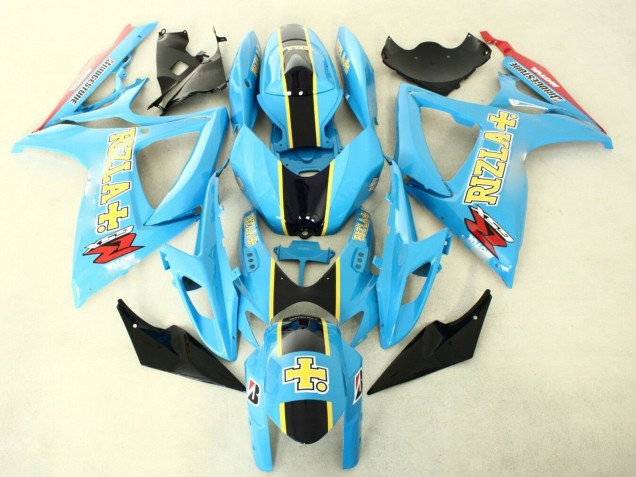 2006-2007 Suzuki GSXR 600/750 Motorcycle Fairings - Light Blue Black Yellow Rizla Australia for Sale