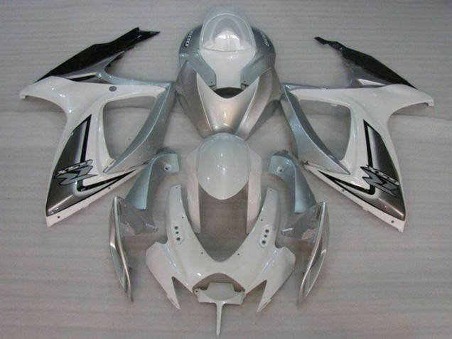 2006-2007 Suzuki GSXR 600/750 Motorcycle Fairings - White Silver Australia for Sale