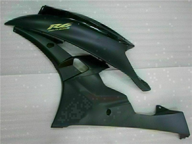 2006-2007 Yamaha YZF R6 Motorcycle Fairings - Glossy Black Matte Black Gold Decals Australia for Sale
