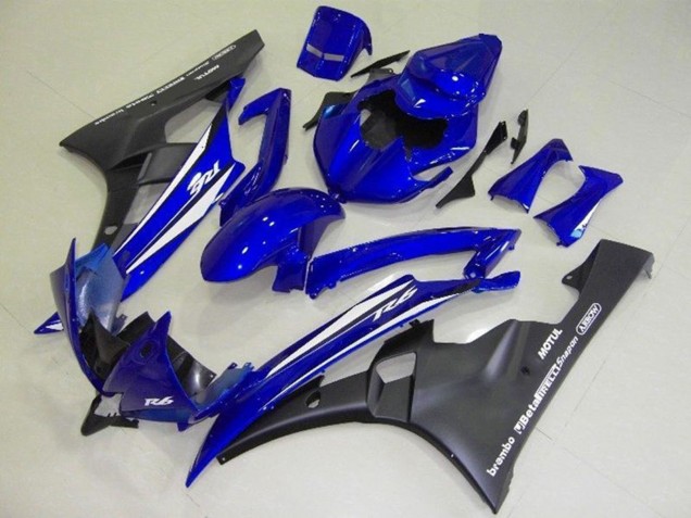 2006-2007 Yamaha YZF R6 Motorcycle Fairings - Blue White Matte Black Motul Australia for Sale