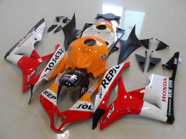 2007-2008 Honda CBR600RR Motorcycle Fairing Kits - Orange White Red Glossy Black Repsol Australia for Sale