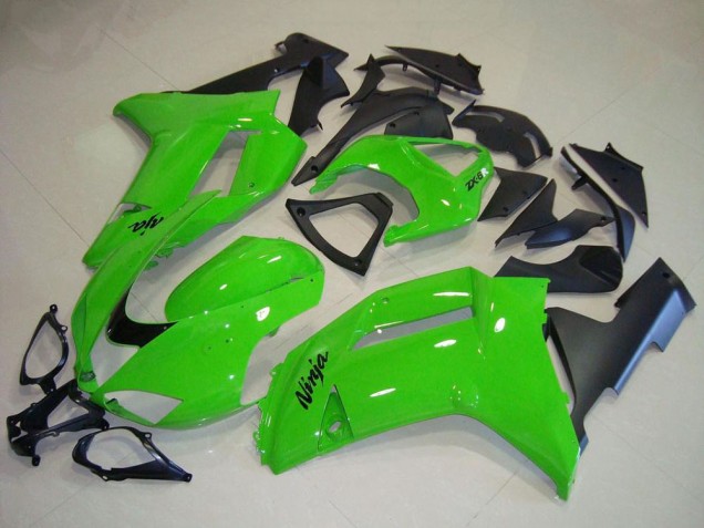 2007-2008 Kawasaki ZX6R Motorcycle Fairings - Green Matte Black Australia for Sale
