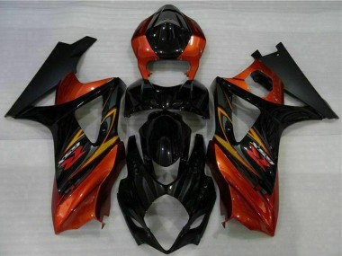 2007-2008 Suzuki GSXR 1000 Motorcycle Fairings - Black Orange Australia for Sale