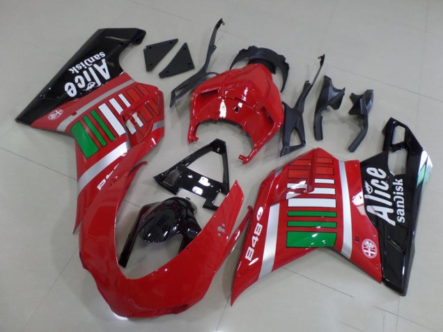 2007-2014 Ducati 848 Motorcycle Fairings - Red Silver Green Glossy Black Alice Sandisk Australia for Sale