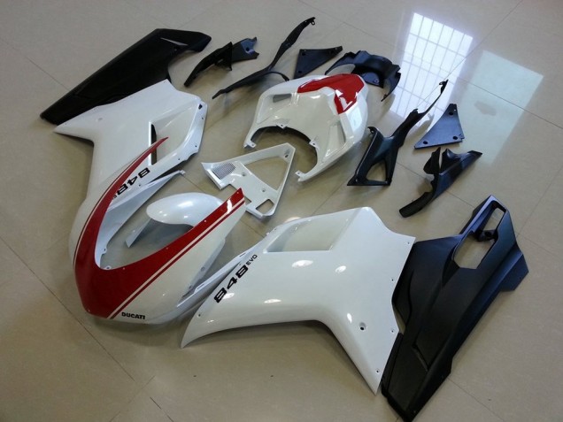 2007-2014 Ducati 848 Motorcycle Fairings - White Red Matte Black Australia for Sale
