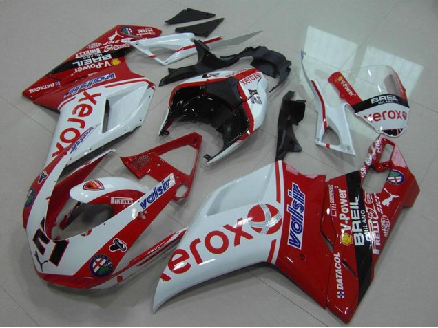 2007-2014 Ducati 848 1098 1198 Motorcycle Fairing - White Red Glossy Black Valsir Xerox OEM Style 21 Australia for Sale
