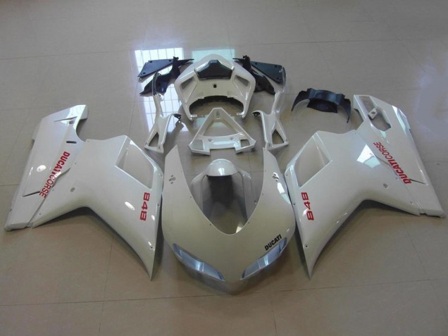 2007-2014 Ducati 848 Motorcycle Fairings - Glossy White Red Decals Australia for Sale