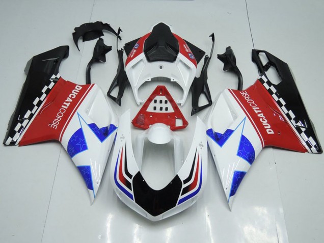 2007-2014 Ducati 848 1098 1198 Motorcycle Fairings - White Red Blue Glossy Black Corse Australia for Sale