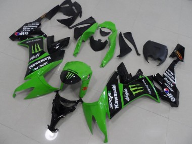 2008-2010 Kawasaki ZX10R Motorcycle Fairings - Green Glossy Black Monster Australia for Sale