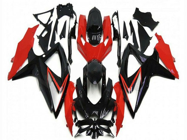 2008-2010 Suzuki GSXR 600/750 Motorcycle Fairings - Red Glossy Black Stripe Australia for Sale