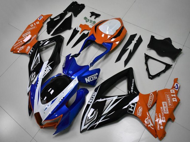 2008-2010 Suzuki GSXR 600/750 Motorcycle Fairings - Orange Blue White Glossy Black Australia for Sale